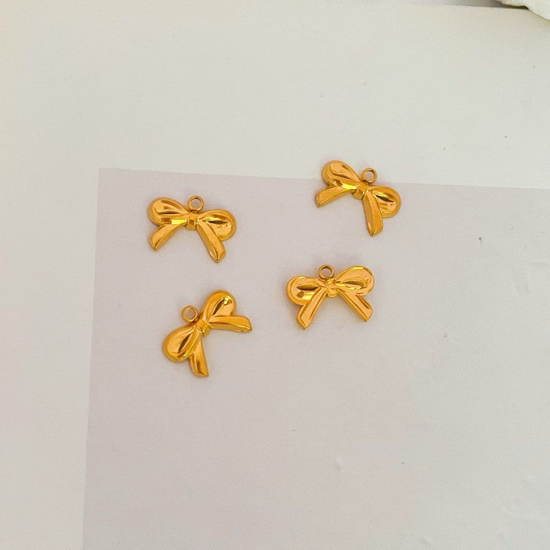Stainless steel ribbon bow pendant 1 piece/ diy jewellery necklace bracelet charms