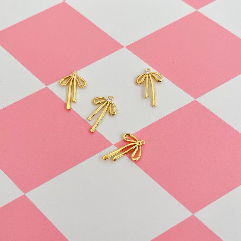 14k gold ribbon bow pendant - real gold plating