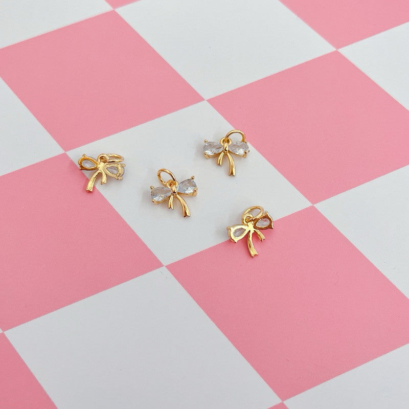 14k gold ribbon bow pendant - real gold plating