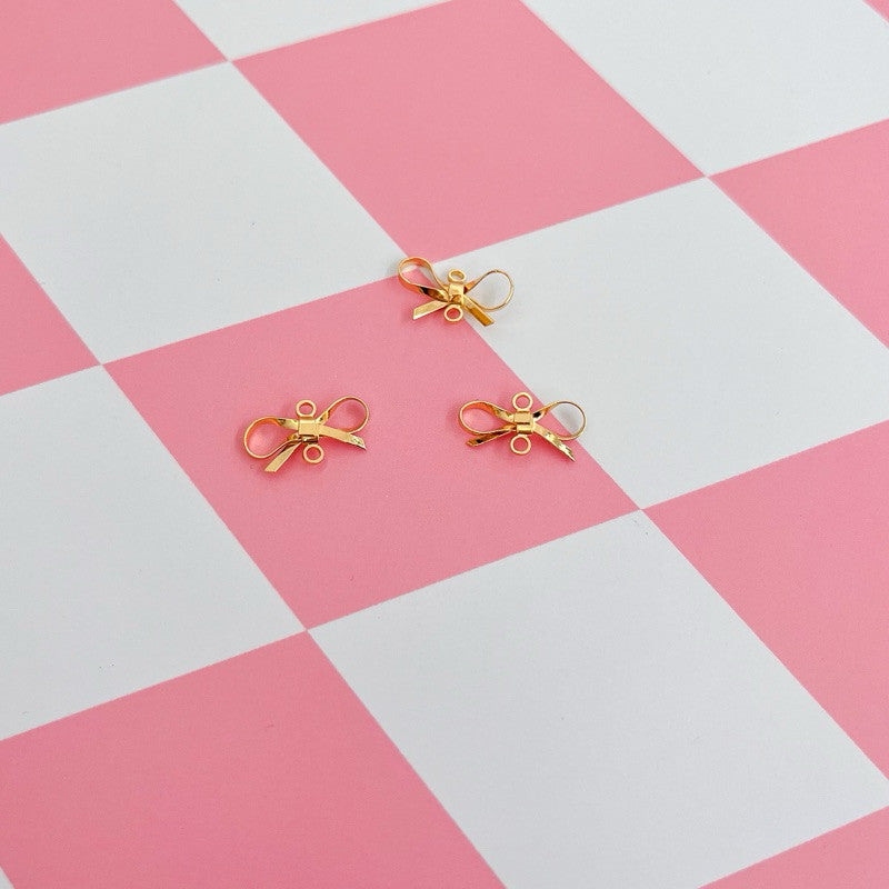 14k gold ribbon bow pendant - real gold plating