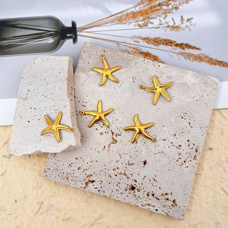 Stainless steel sea beach pendant/ gold starfish shell mermaid tail seahorse pendant for jewellery diy necklace bracelet