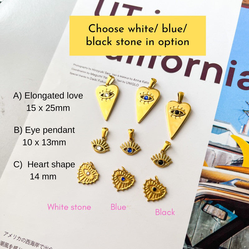 Stainless steel evil eye pendant for diy jewellery/ gold accessories for necklace earrings