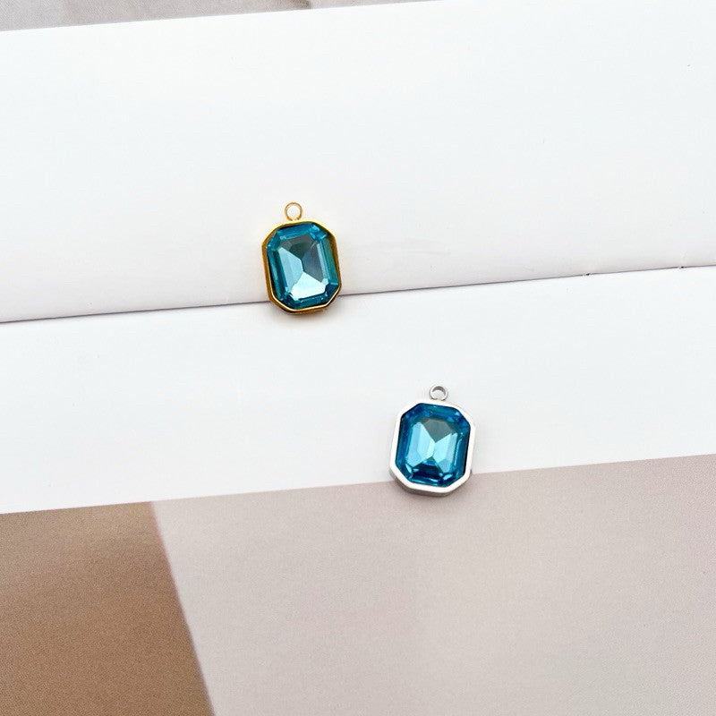 Rectangle zirconia pendant/ Stainless steel