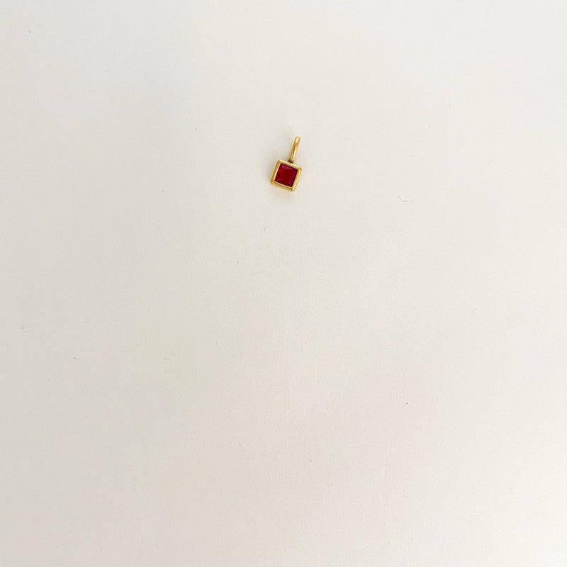 Stainless steel Square birthstone zirconia pendant/ Gold pendant birth month colour zirconia for diy jewellery necklace