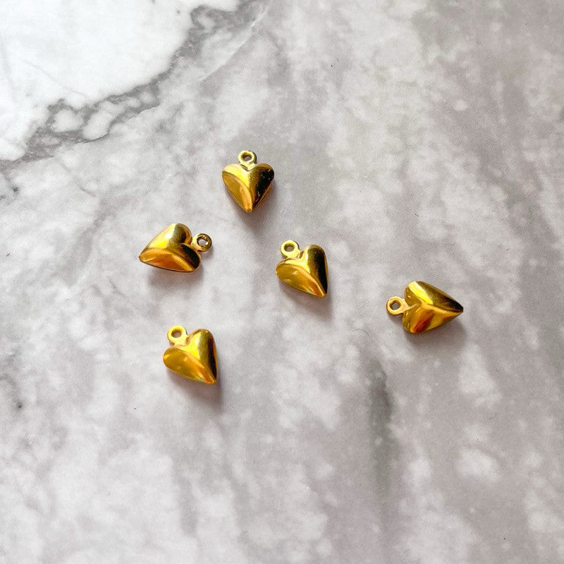 Gold stainless steel love pendant 3x /  hollow heart shape