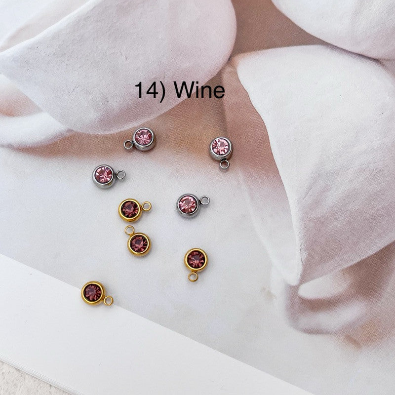 Stainless steel birthstone zirconia pendant 1 pc