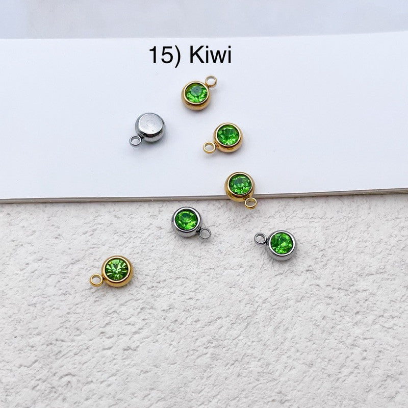 Stainless steel birthstone zirconia pendant 1 pc