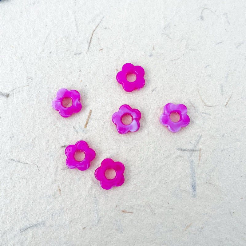Arcylic flower pendant beads 10pcs per pack/ Colourful flower for diy jewellery