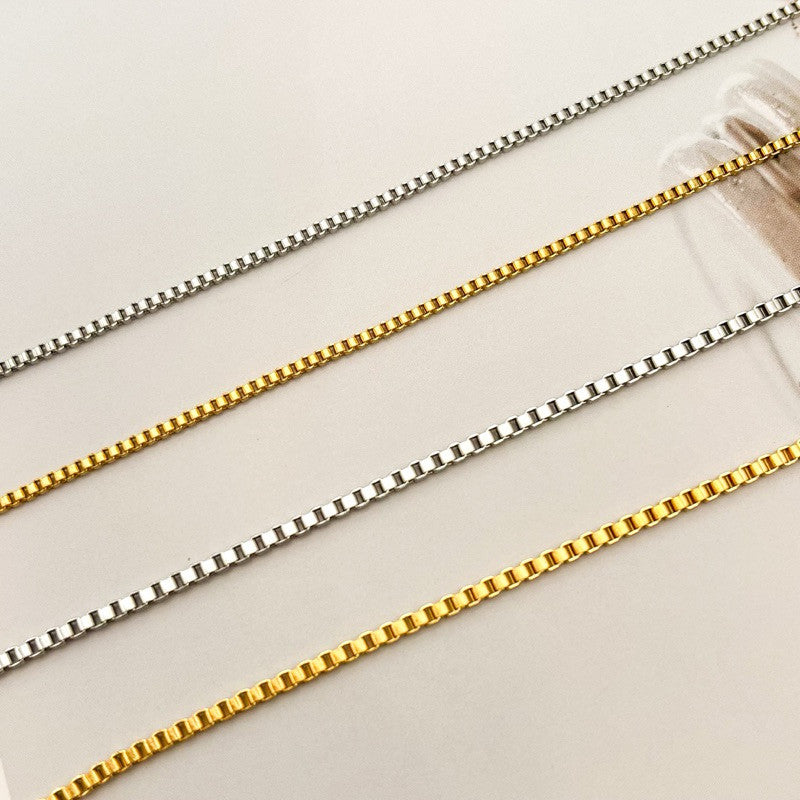Stainless steel square boxchain 1 meter for diy jewellery handmade necklace bracelet gold chain