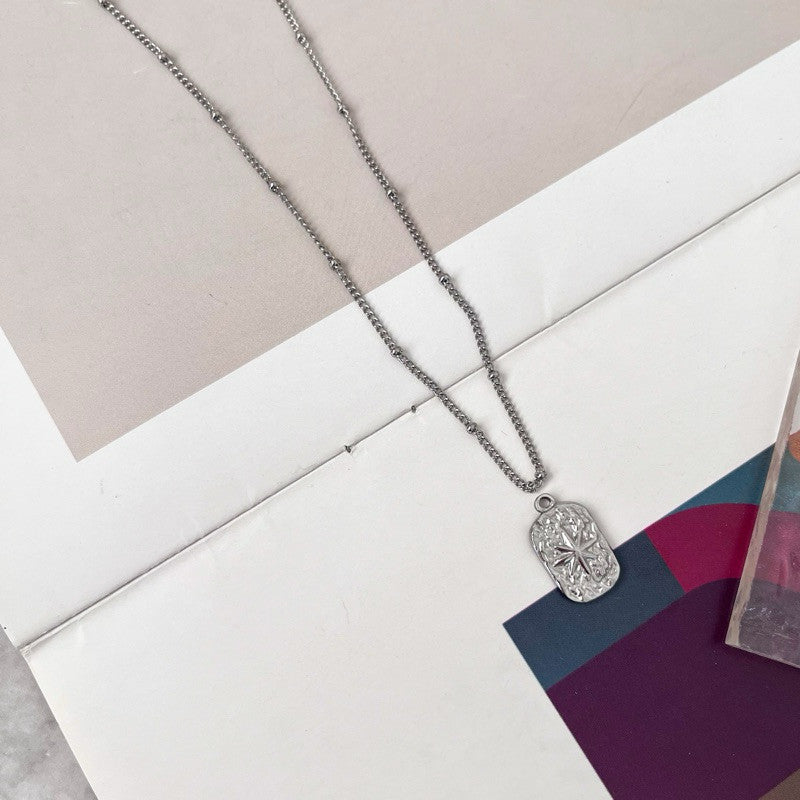 [Ready Necklace] Steel colour stainless steel tarnish free necklace 1 pc