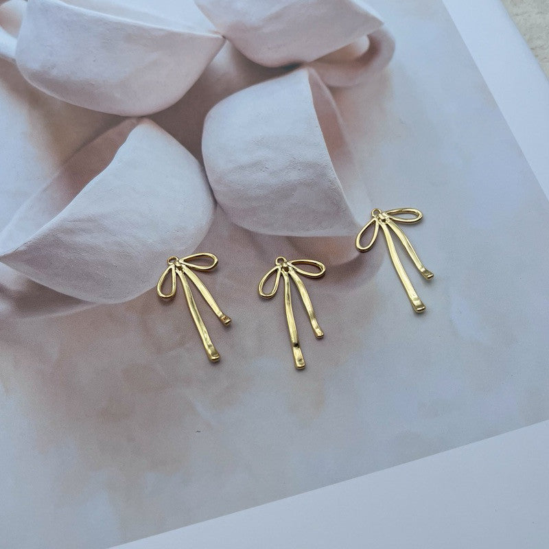 14k gold colour ribbon pendant/ diy jewellery accessories for necklace bracelets