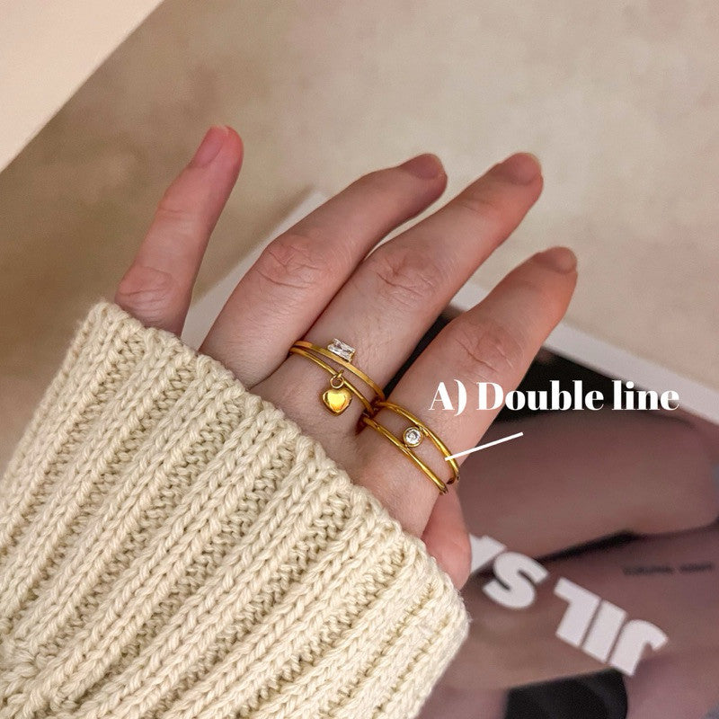 Minimalist ring stainless steel gold ring/ jewellery ring accessories gold cincin zirconia braided love ring