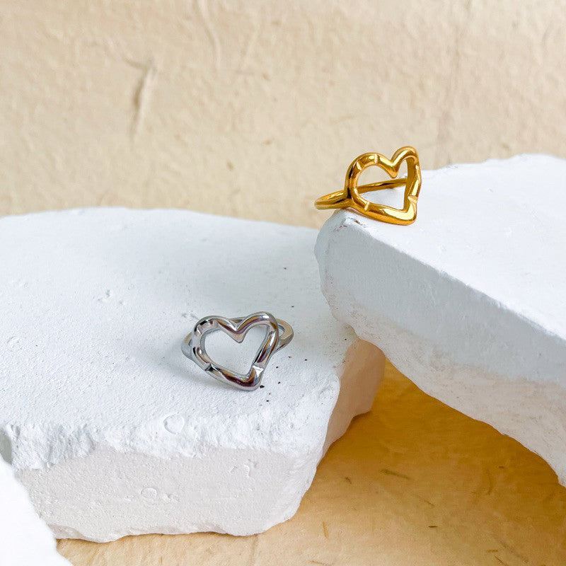 Stainless steel ring plain chunky zirconia stone gold ring silver ring/ Diamond ring