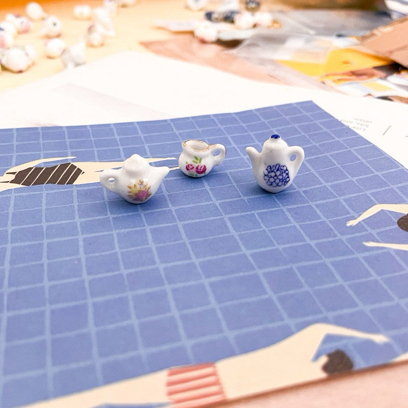 Porcelain love pendant/ porcelain teapot and cup pendant/ diy jewellery necklace pendant
