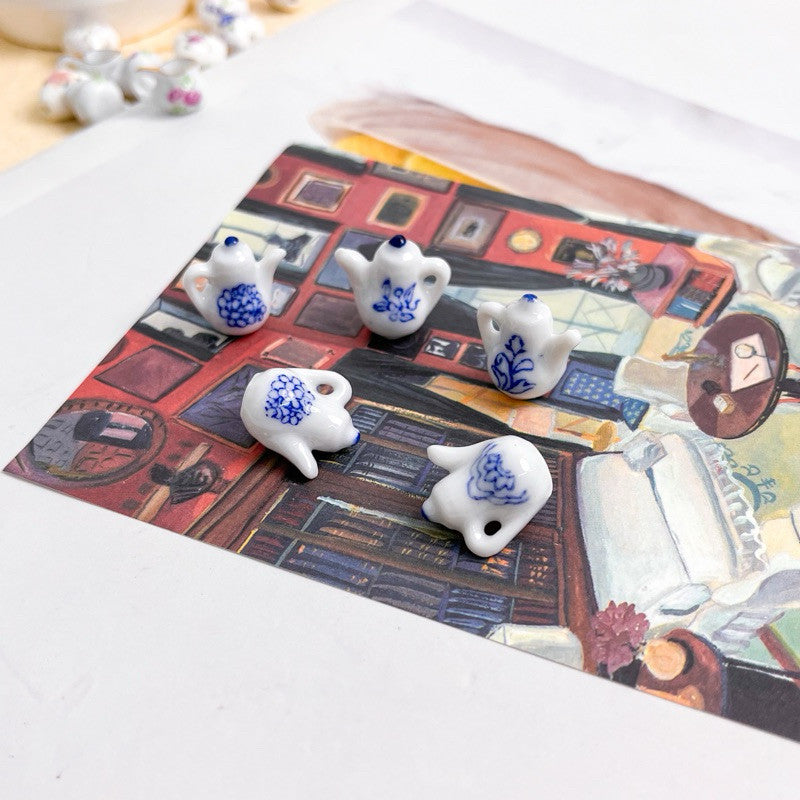 Porcelain love pendant/ porcelain teapot and cup pendant/ diy jewellery necklace pendant