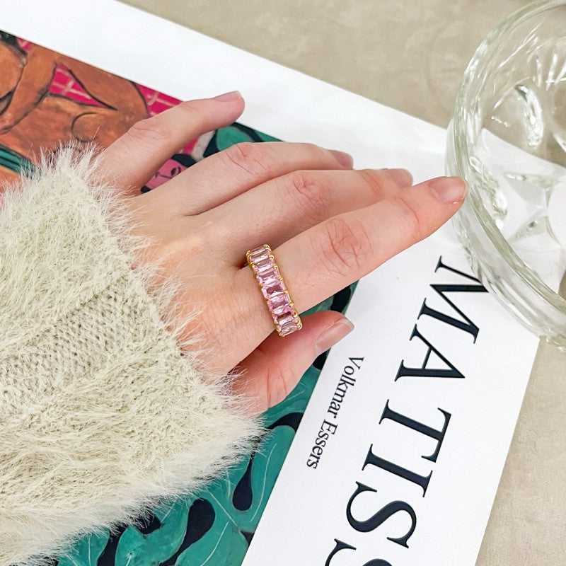 [Pink theme] Stainless steel pink love ring 1 pc/ Water friendly jewellery accessories ladies ring cincin love ring