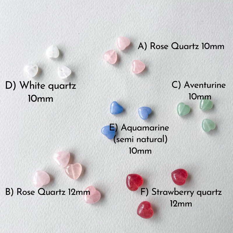 Love shape from natural stone 1 pc - Rose Quartz/ Aquamarine/ Aventurine