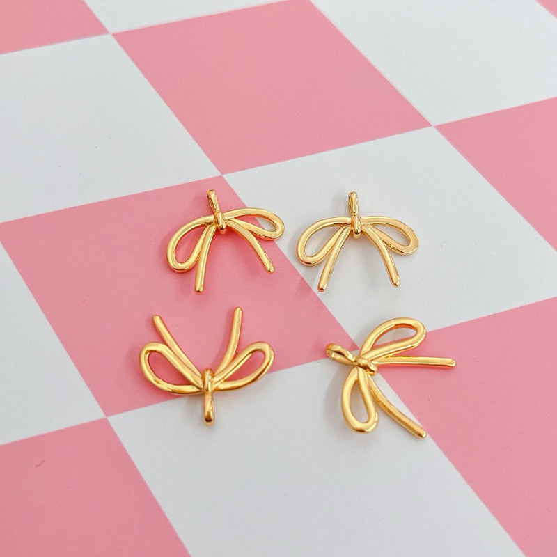 14k gold ribbon bow pendant - real gold plating