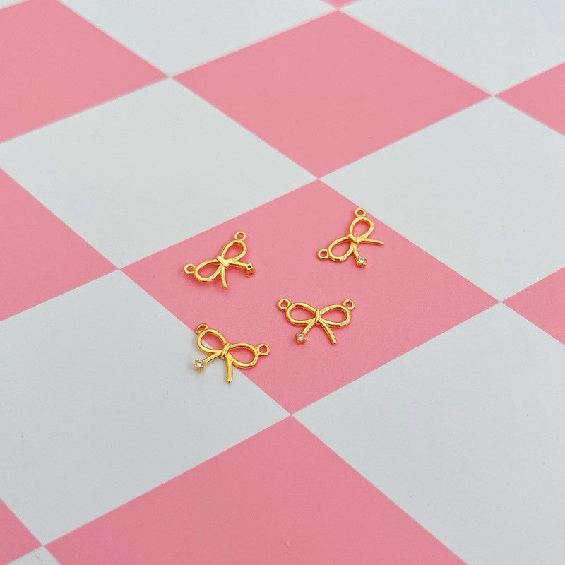 14k gold ribbon bow pendant - real gold plating