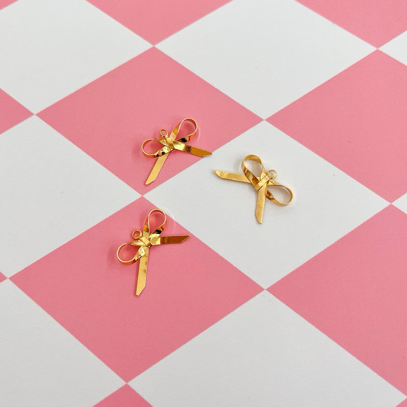 14k gold ribbon bow pendant - real gold plating