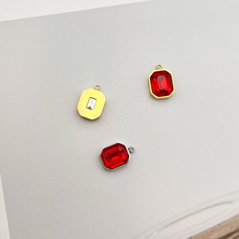 Rectangle zirconia pendant/ Stainless steel