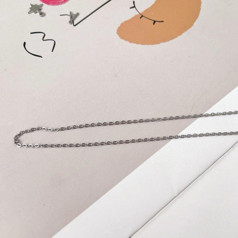 [Ready Necklace] Steel colour stainless steel tarnish free necklace 1 pc