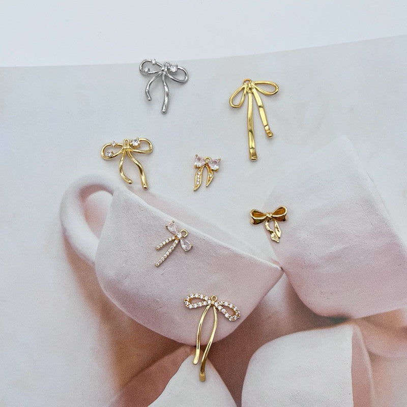 14k gold colour ribbon pendant/ diy jewellery accessories for necklace bracelets