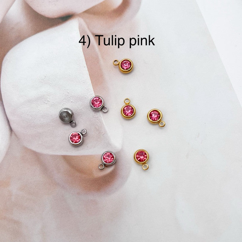 Stainless steel birthstone zirconia pendant 1 pc