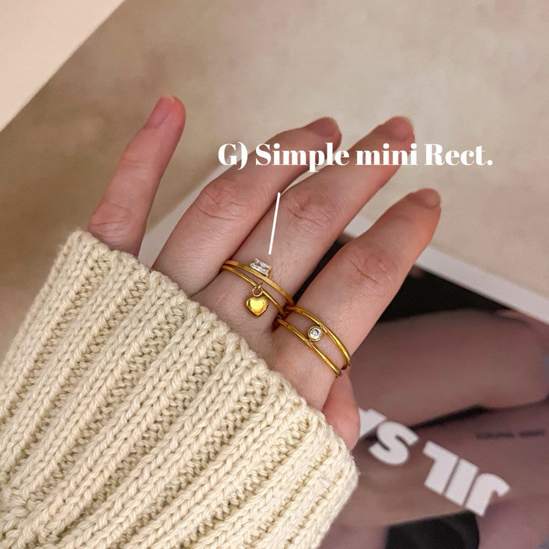 Minimalist ring stainless steel gold ring/ jewellery ring accessories gold cincin zirconia braided love ring