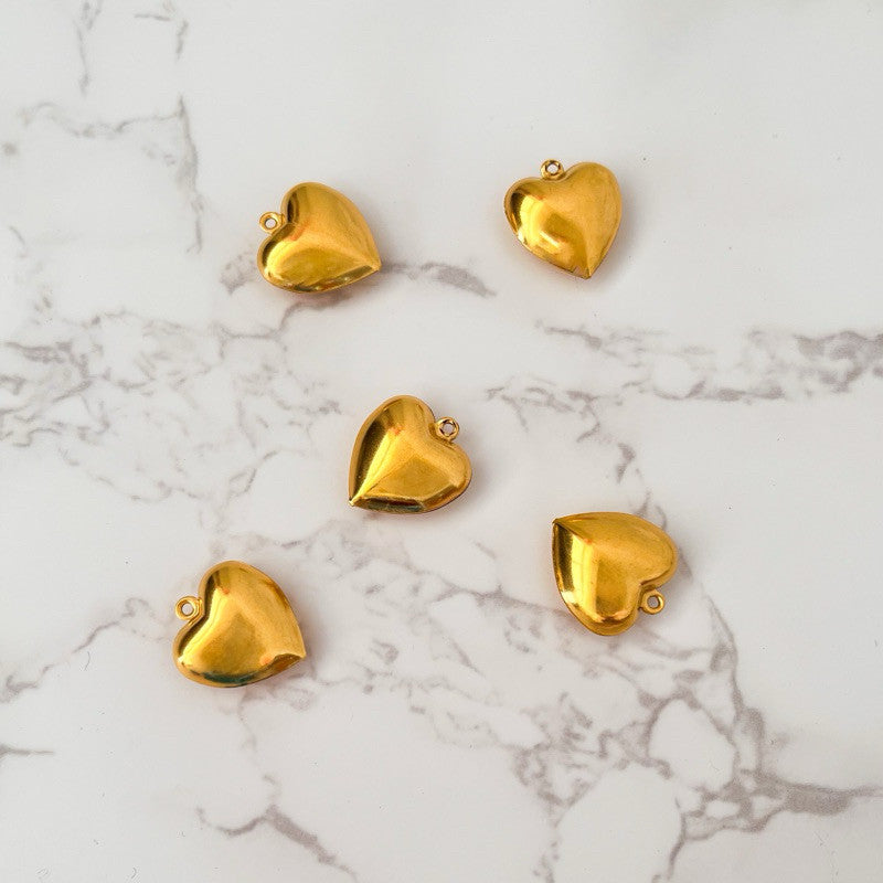 Gold stainless steel love pendant 3x /  hollow heart shape