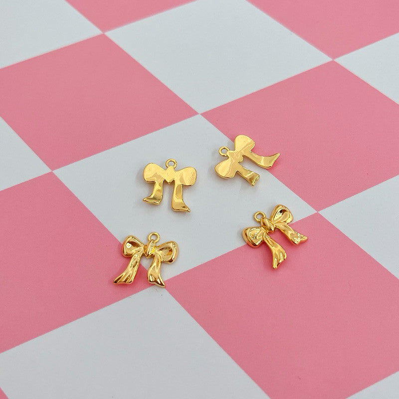 14k gold ribbon bow pendant - real gold plating