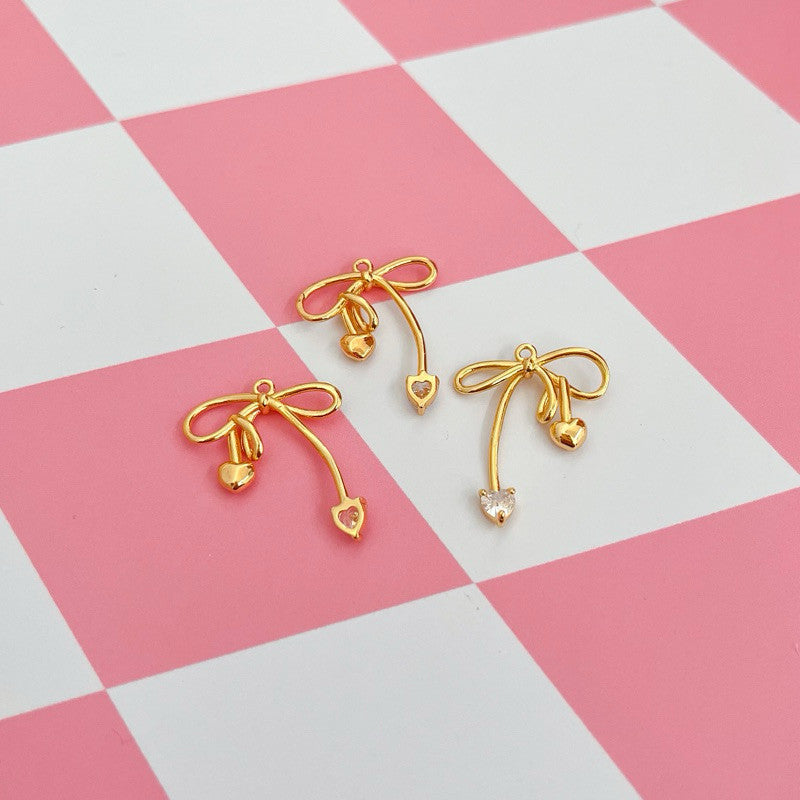 14k gold ribbon bow pendant - real gold plating