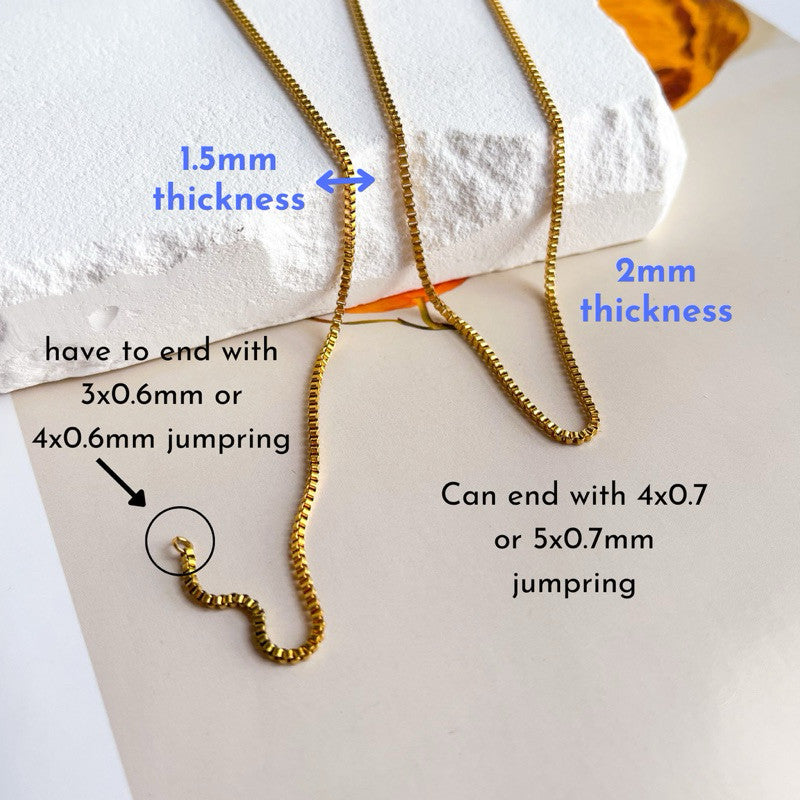 Stainless steel square boxchain 1 meter for diy jewellery handmade necklace bracelet gold chain