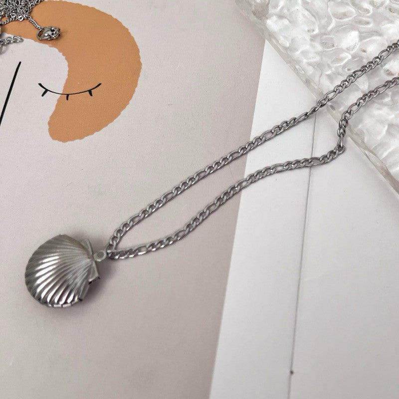 [Ready Necklace] Steel colour stainless steel tarnish free necklace 1 pc
