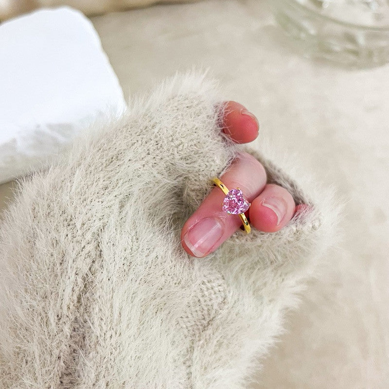 [Pink theme] Stainless steel pink love ring 1 pc/ Water friendly jewellery accessories ladies ring cincin love ring