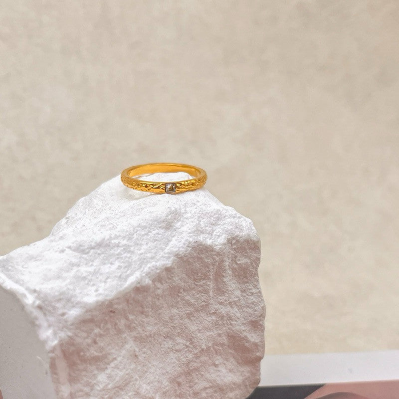 Minimalist ring stainless steel gold ring/ jewellery ring accessories gold cincin zirconia braided love ring