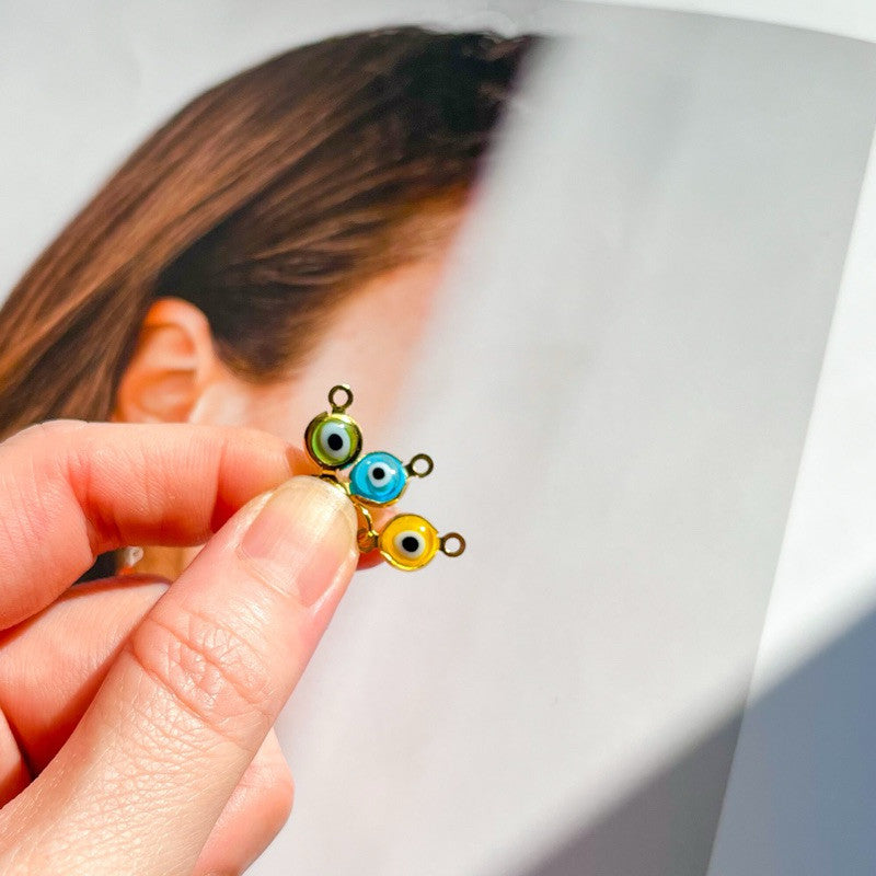 Evil eye double hook stainless steel pendant/ diy accessories for bracelet necklace earrings jewellery