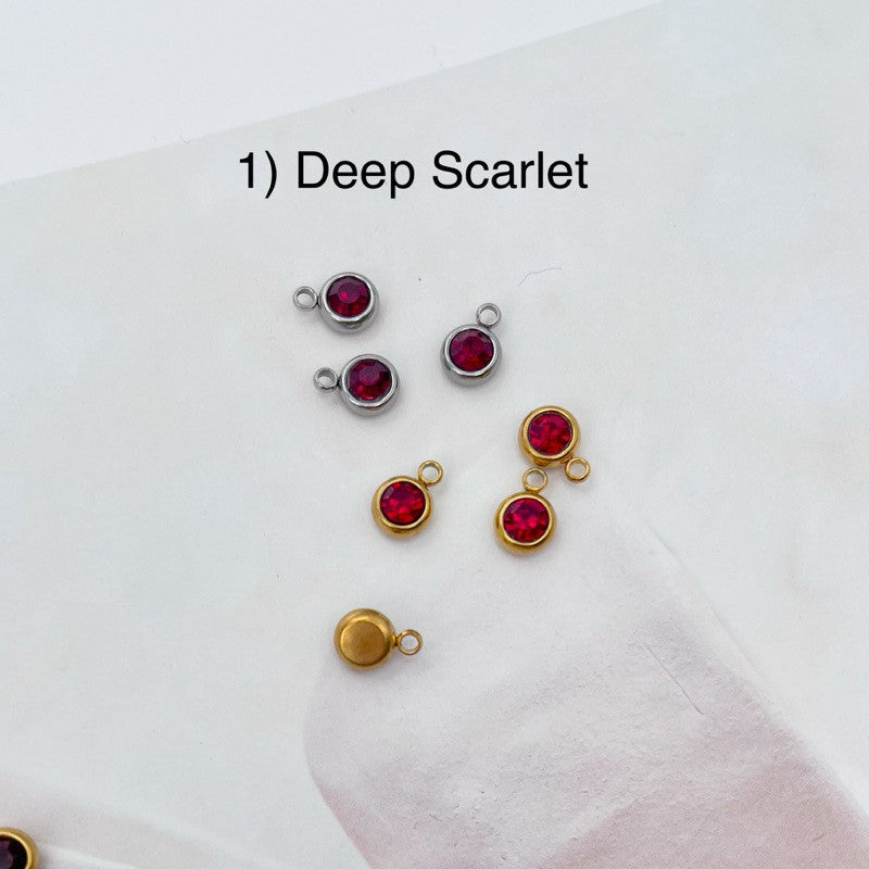 Stainless steel birthstone zirconia pendant 1 pc