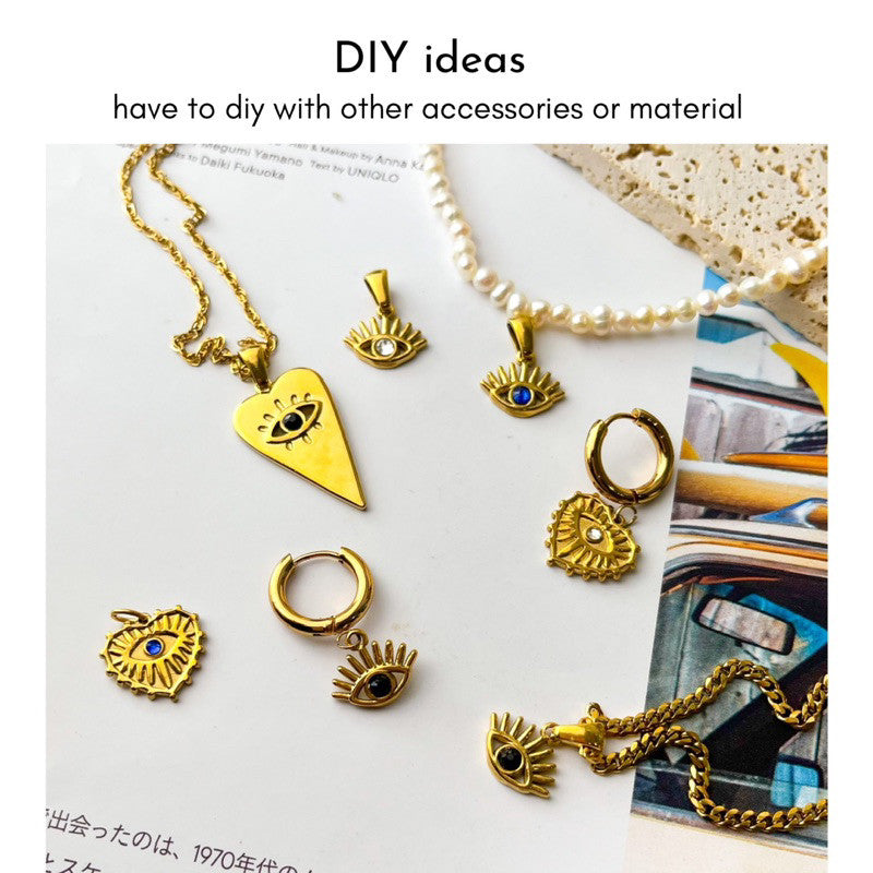 Stainless steel evil eye pendant for diy jewellery/ gold accessories for necklace earrings
