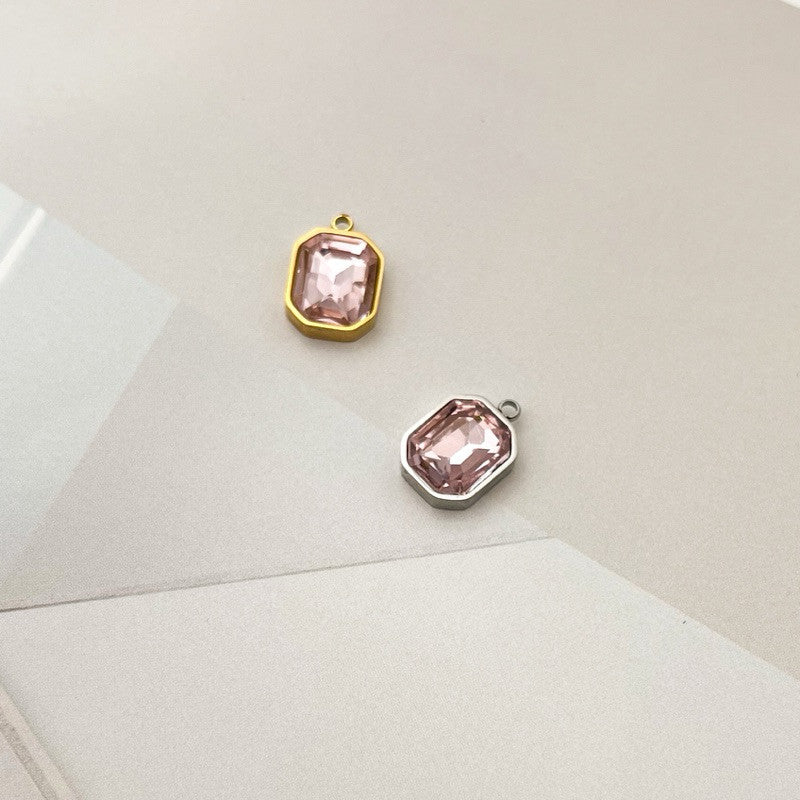Rectangle zirconia pendant/ Stainless steel