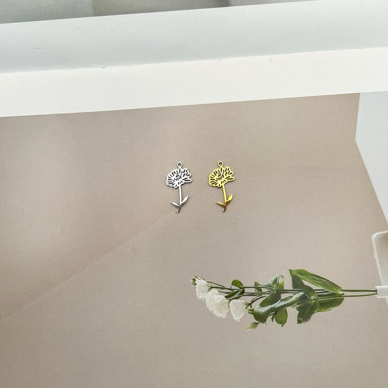 Birthflower pendant 1 pc/ gold Stainless steel initial seriess