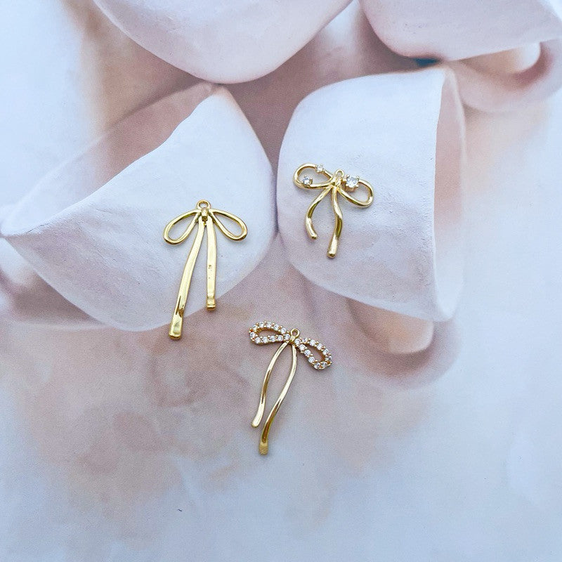 14k gold colour ribbon pendant/ diy jewellery accessories for necklace bracelets