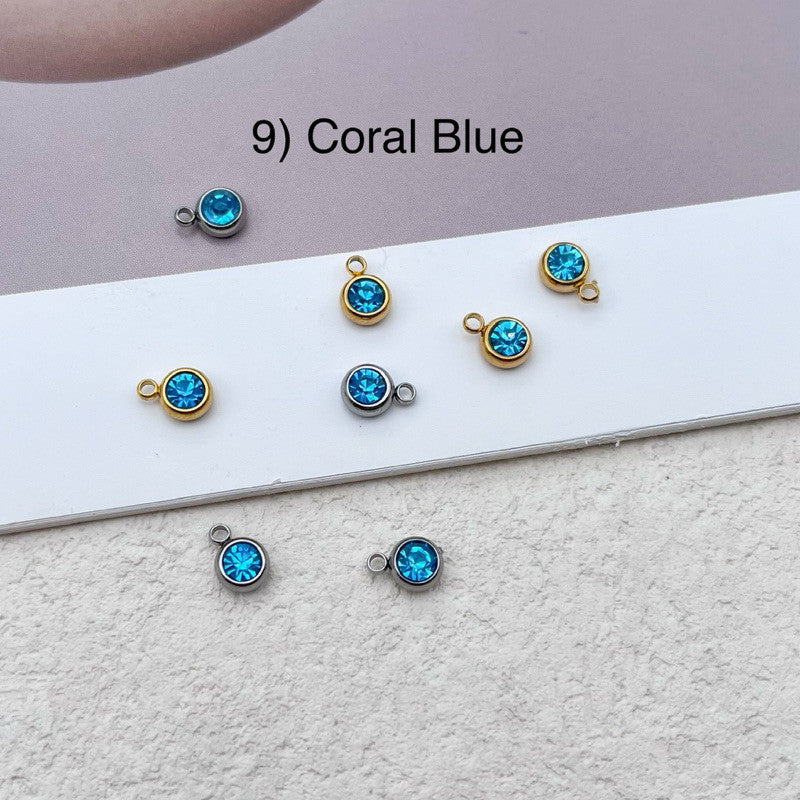 Stainless steel birthstone zirconia pendant 1 pc
