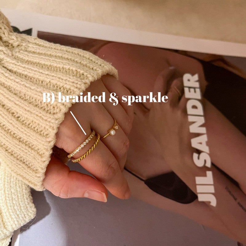 Minimalist ring stainless steel gold ring/ jewellery ring accessories gold cincin zirconia braided love ring