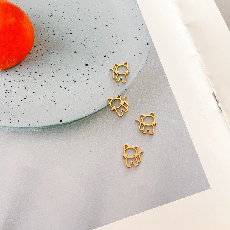 Stainless steel cat pendant in gold/ diy pendant charm cat Kuching necklace