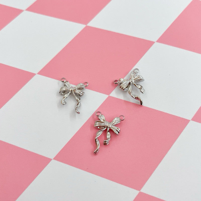 14k gold ribbon bow pendant - real gold plating