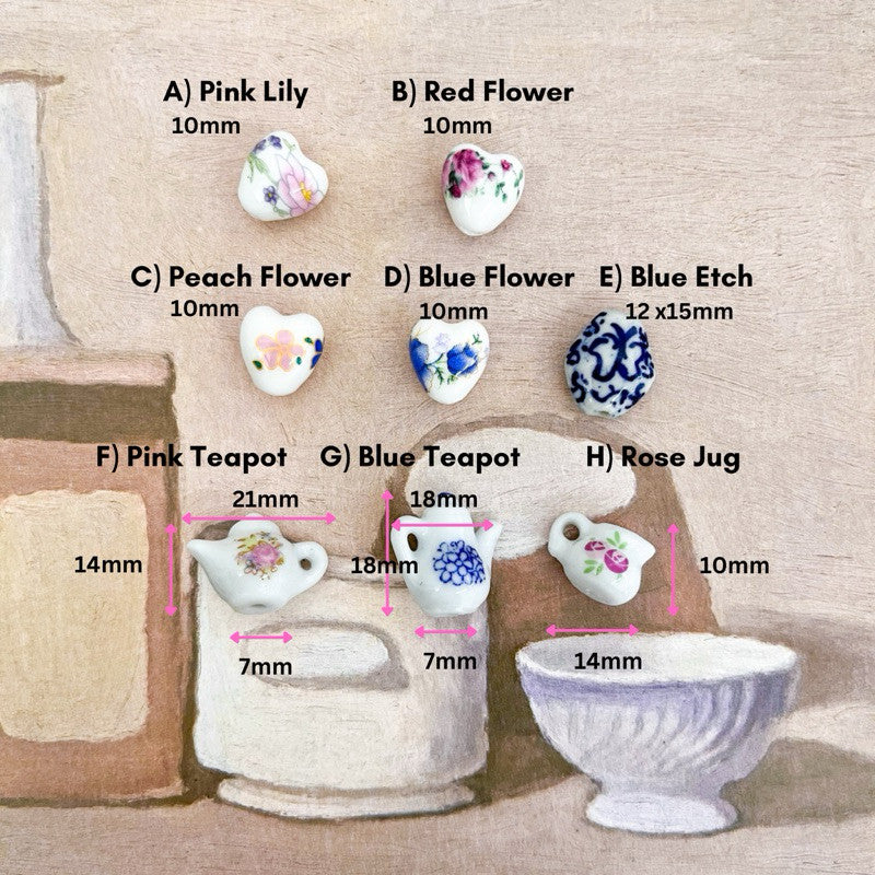 Porcelain love pendant/ porcelain teapot and cup pendant/ diy jewellery necklace pendant