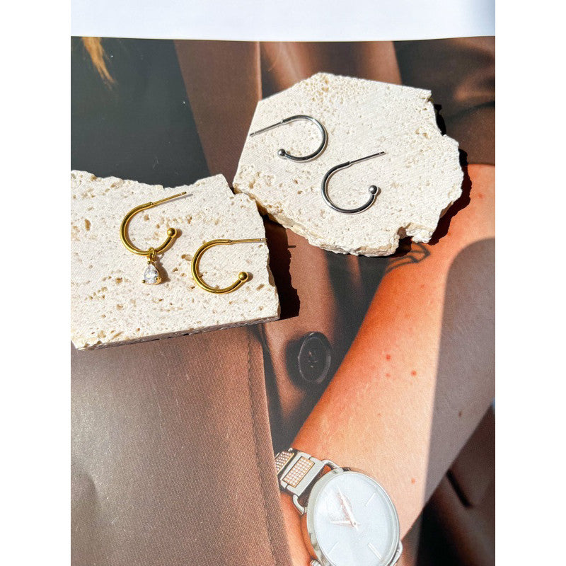 Stainless steel hook on huggies/ hanging earrings