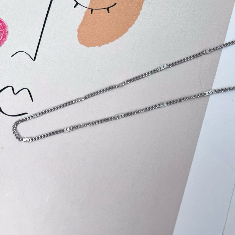 [Ready Necklace] Steel colour stainless steel tarnish free necklace 1 pc
