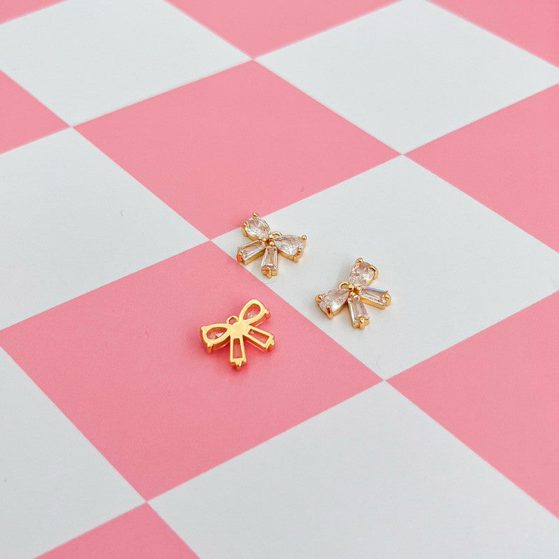 14k gold ribbon bow pendant - real gold plating